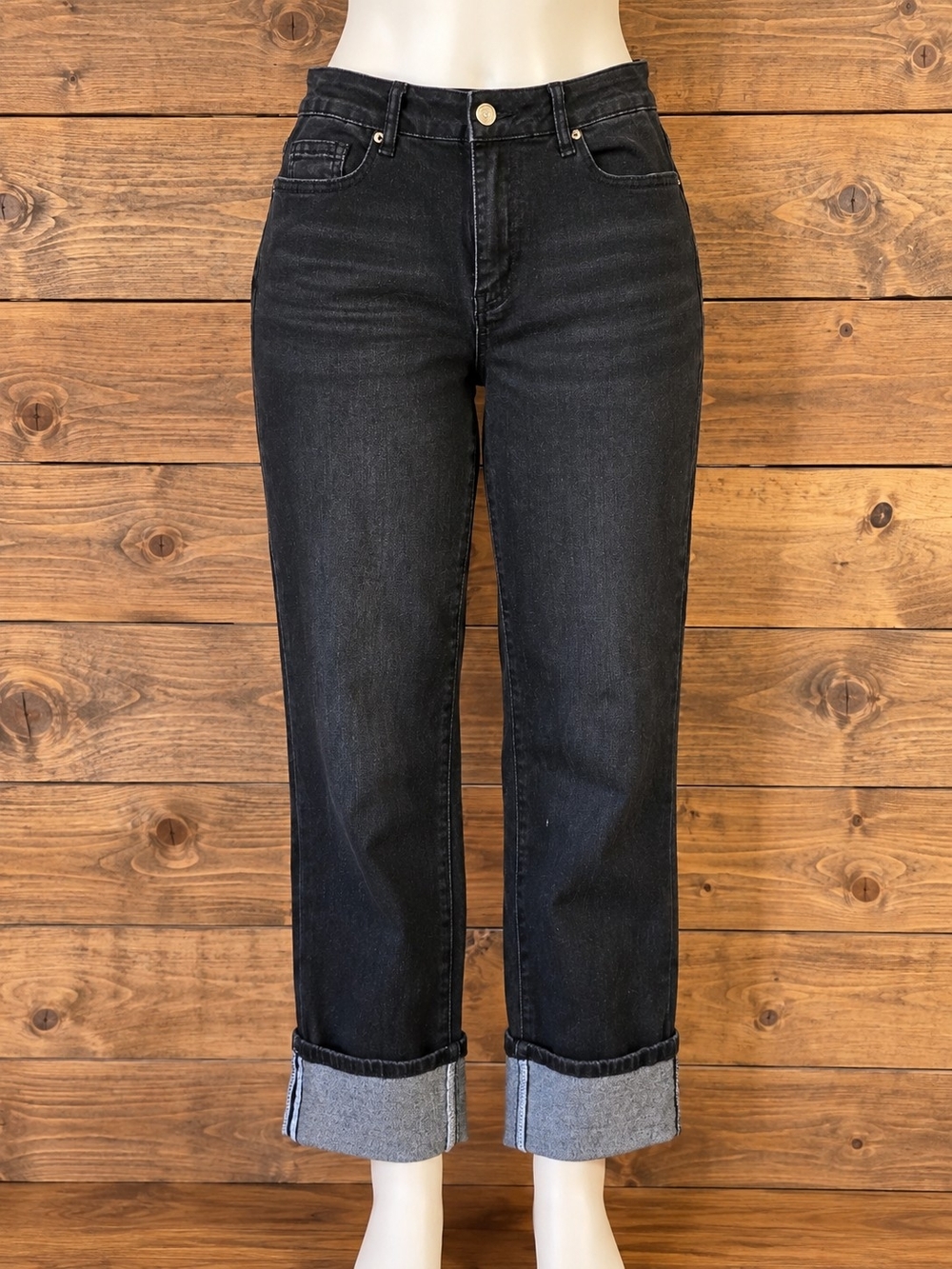 High-Rise Black Luvamia Ankle Straight Jeans - Women's